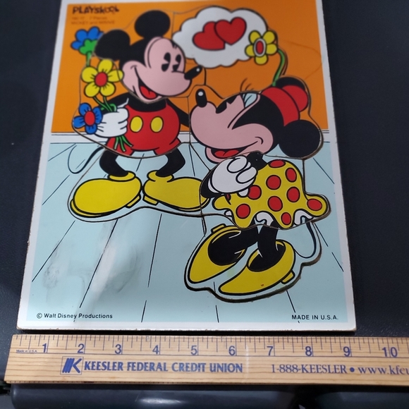 Vintage Walt Disney Playskool Mickey Minnie Wood Child’s Puzzle MADE USA - Picture 8 of 9